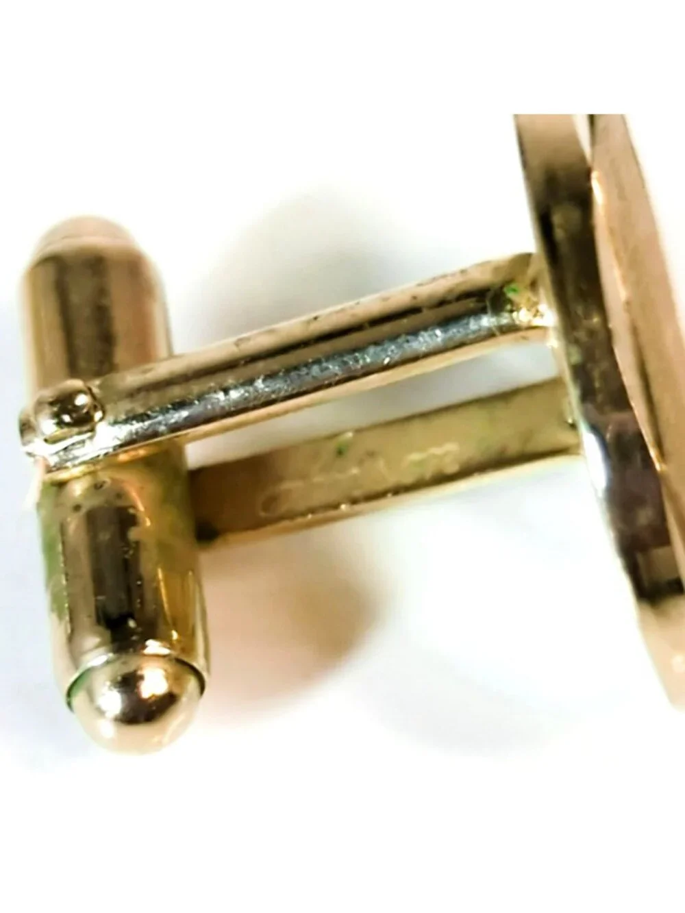 Anson Gold Tone Oval Cufflinks Tie Tack Set Textured Vintage Mens